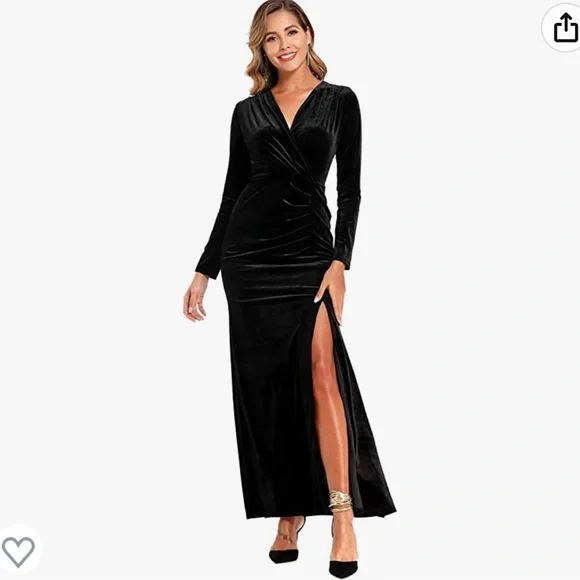 Dresses | Black Velvet Maxi M | Poshmark